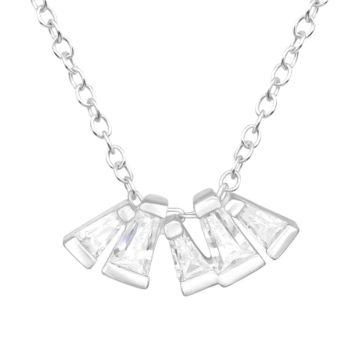 Sterling Silver Dainty Fan Necklace with CZ - White sold by Zulily