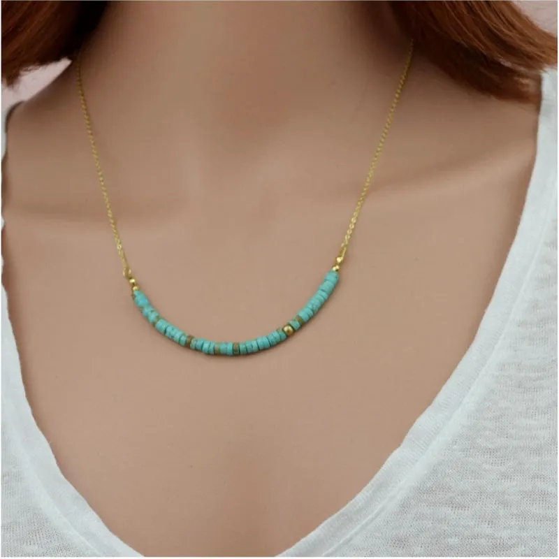 Goldtone Teal Dainty Beaded Necklace - White sold by Zulily