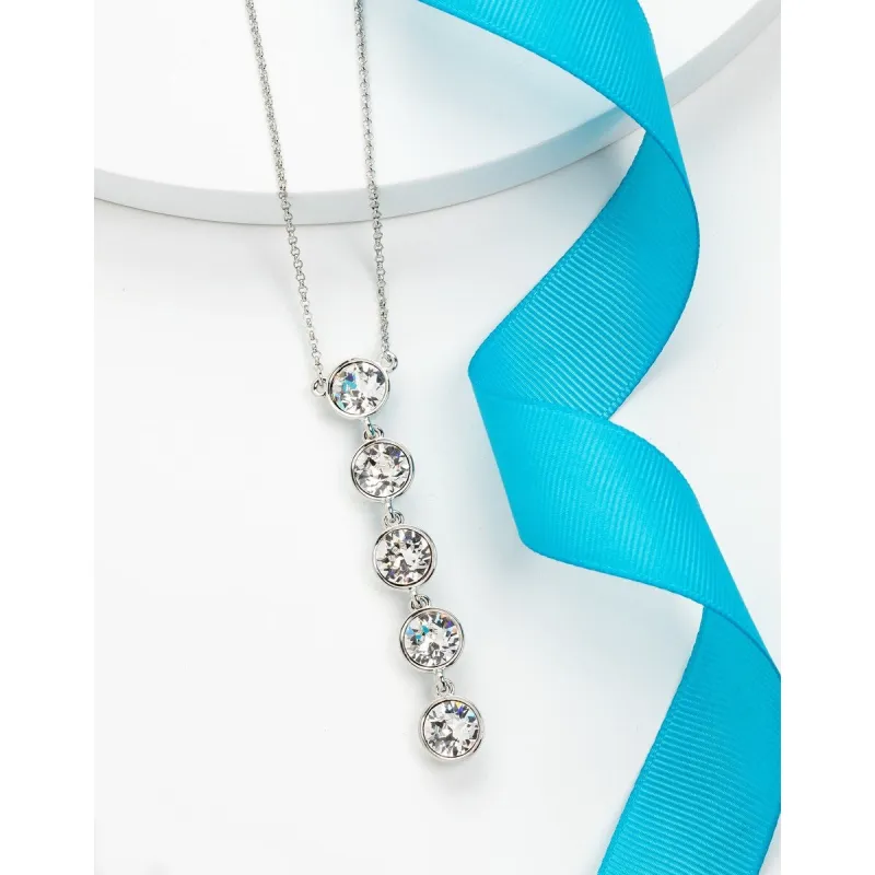 Silvertone 5 Drop Crystal Pendant With Swarovski Crystals - White sold by Zulily