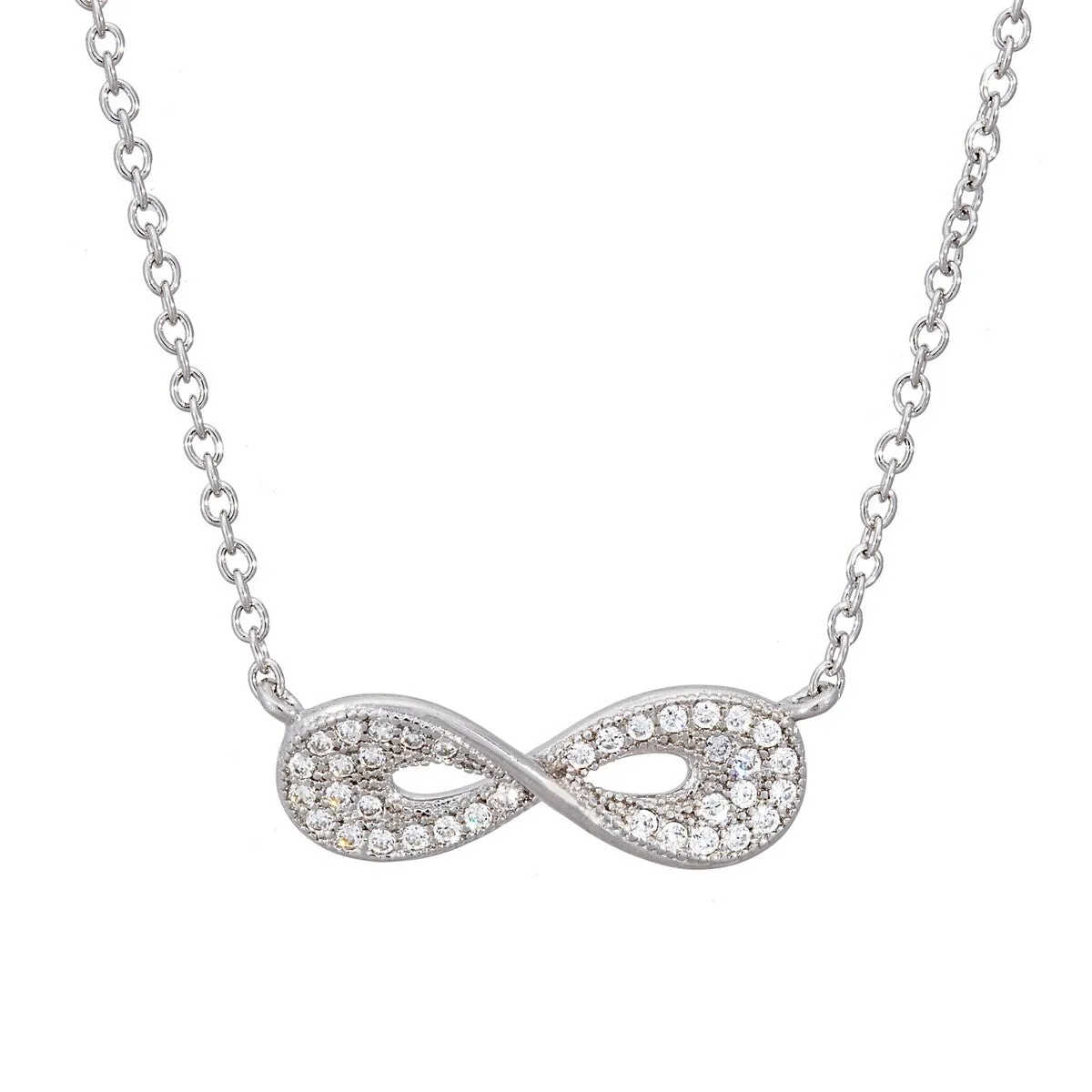 Sterling Silver & Cubic Zirconia Infinity Pendant Necklace - White sold by Zulily