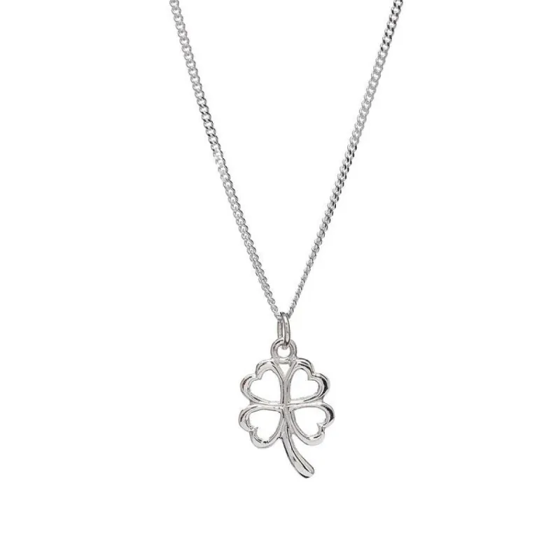 Sterling Silver Open Clover Pendant Necklace - White sold by Zulily