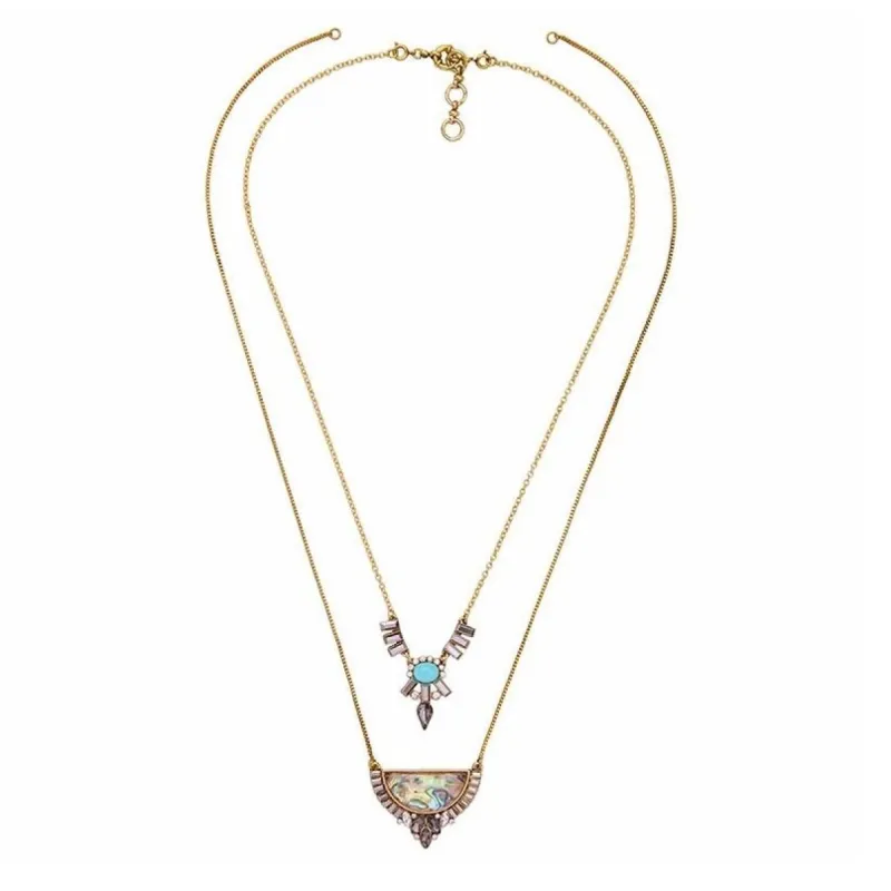 Goldtone Multi Colored Turquoise Aztec Layered Necklace - White made by Zulily