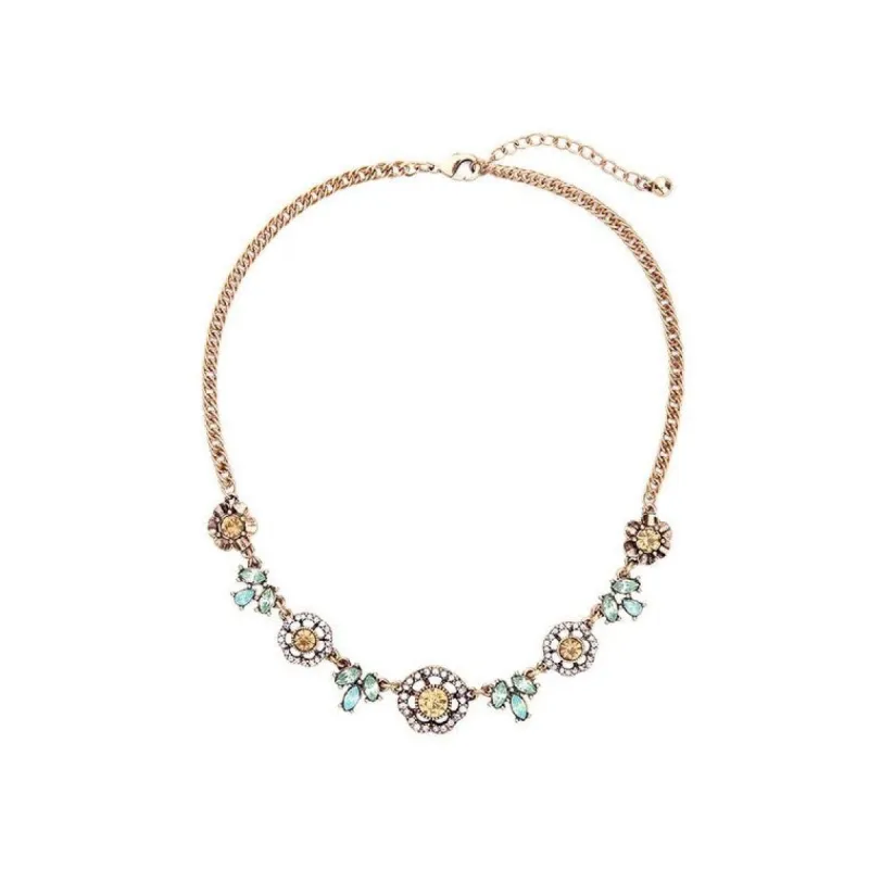 Vintage Goldtone Green Crystal Necklace - White sold by Zulily