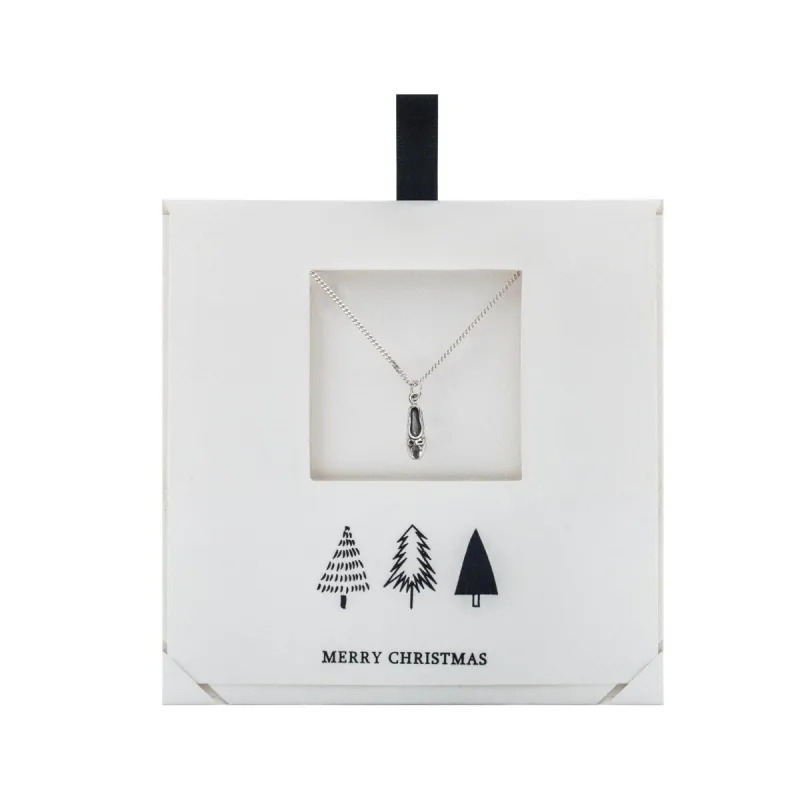 Sterling Silver Ballet Slipper Pendant Necklace On Holiday Card - White sold by Zulily