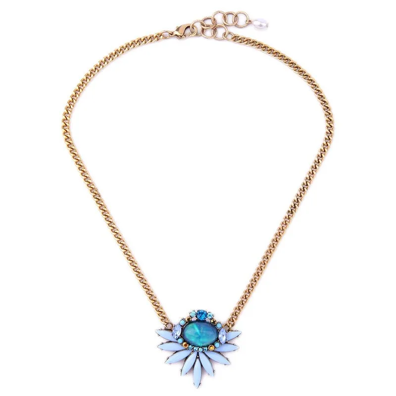 Goldtone Blue Oval And Marquis Necklace - White sold by Zulily