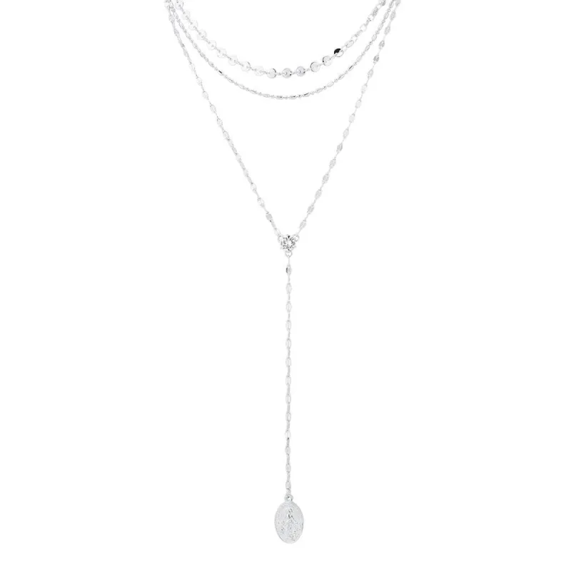 Silvertone Layered Necklace - White sold by Zulily