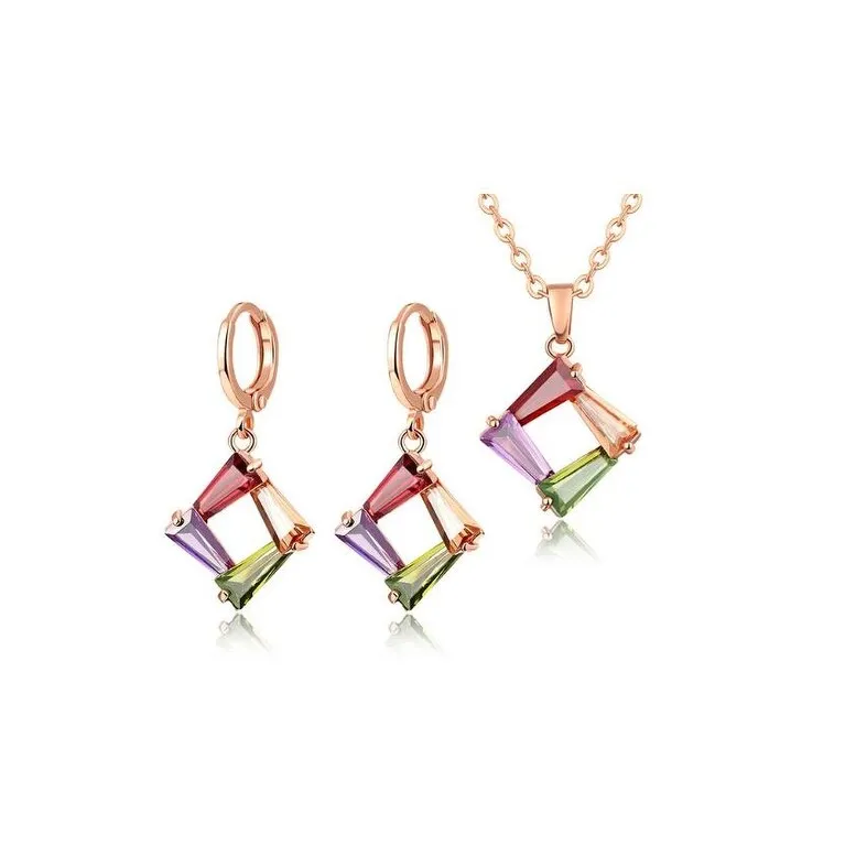 Rose Goldtone Multi Colored Cubic Zirconia Necklace And Earrings Set - White sold by Zulily