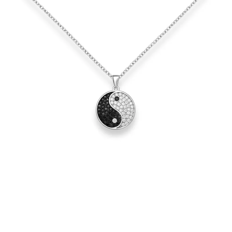 Sterling Silver & Cubic Zirconia Yin Yang Pendant Necklace - White sold by Zulily
