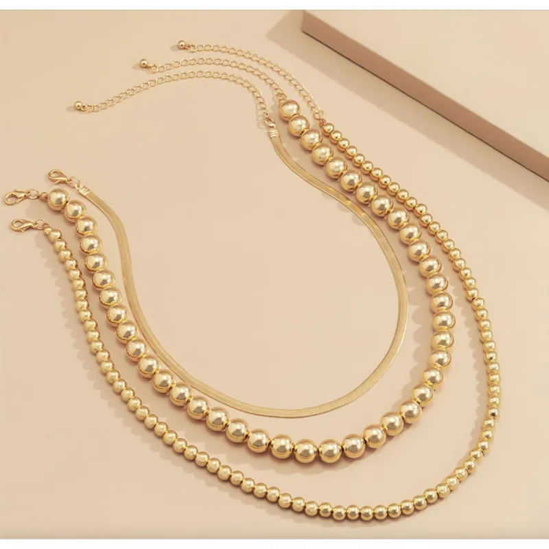 Goldtone Chain & Ball Layered Necklace - White sold by Zulily