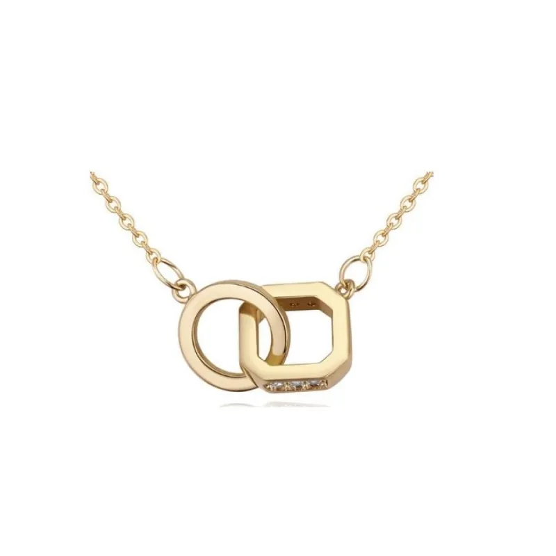 Goldtone Clear Cubic Zirconia Interlocked Circle And Square Necklace - White sold by Zulily