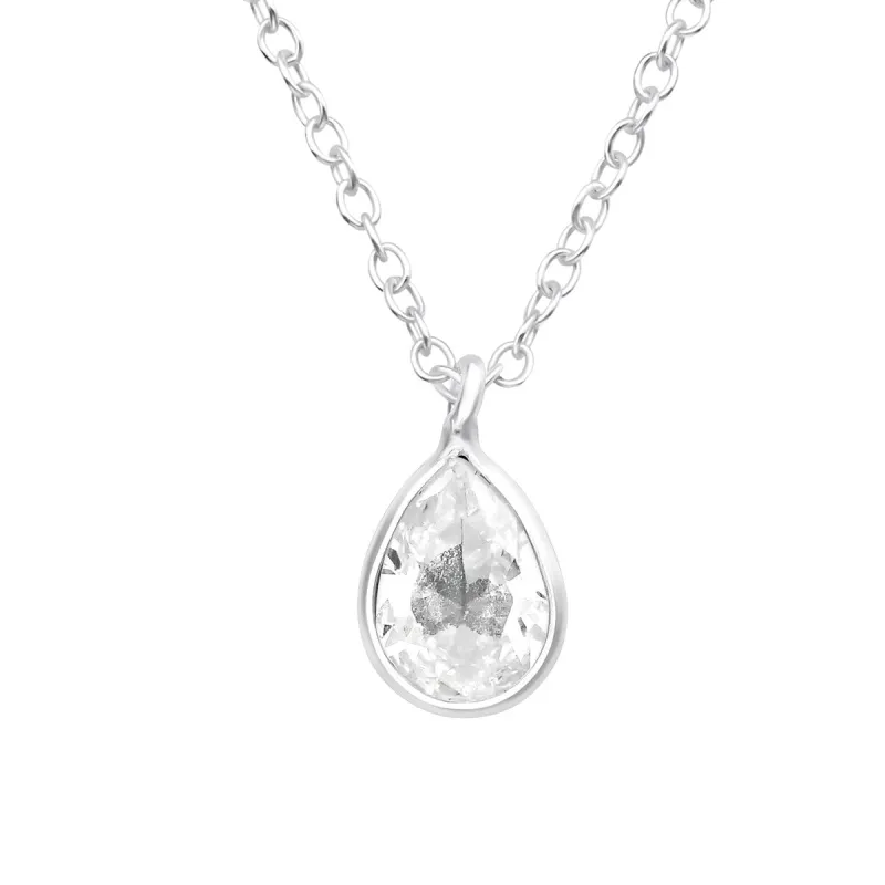 Sterling Silver Dainty Teardrop Necklace - White sold by Zulily