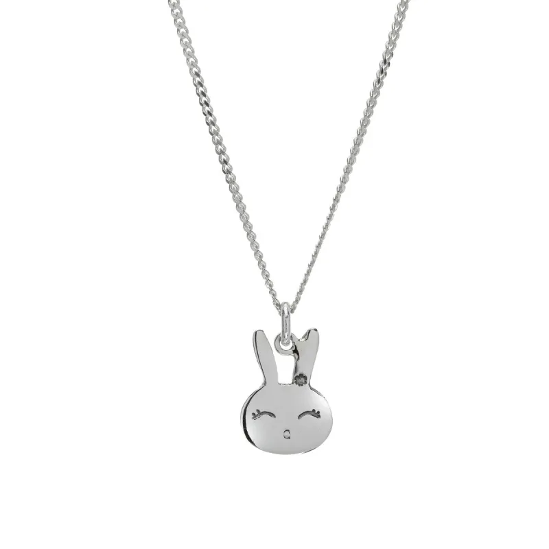 Sterling Silver Bunny Pendant Necklace - White sold by Zulily