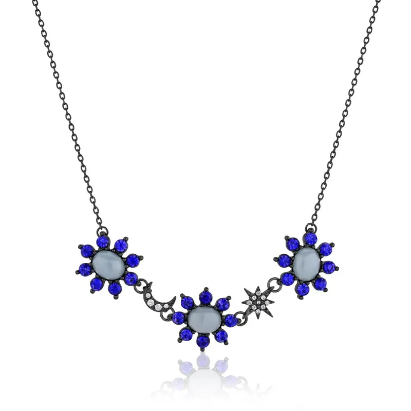 Blue Floral Necklace - White sold by Zulily