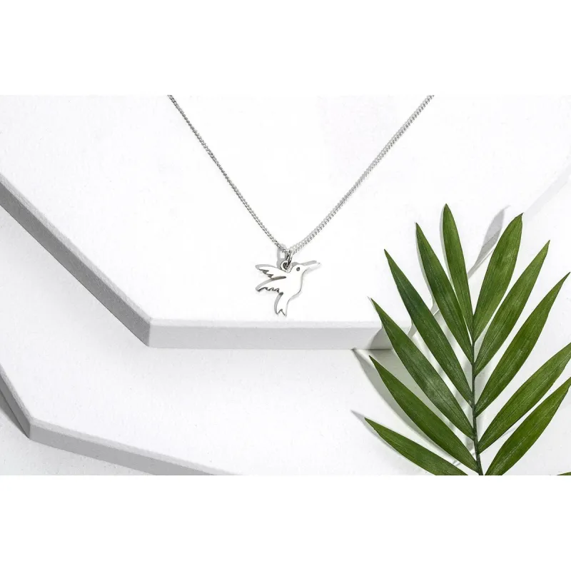 Sterling Silver Flying Bird Pendant Necklace - White sold by Zulily