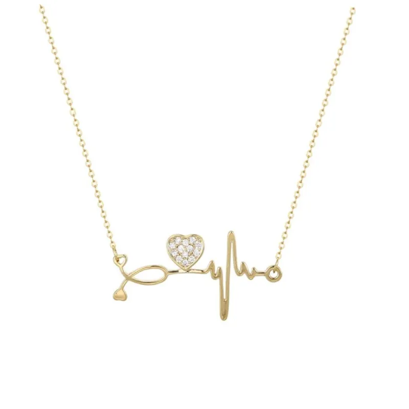 Goldtone Clear Swarovski Crystal Stethoscope Heart Pendant Necklace - White sold by Zulily