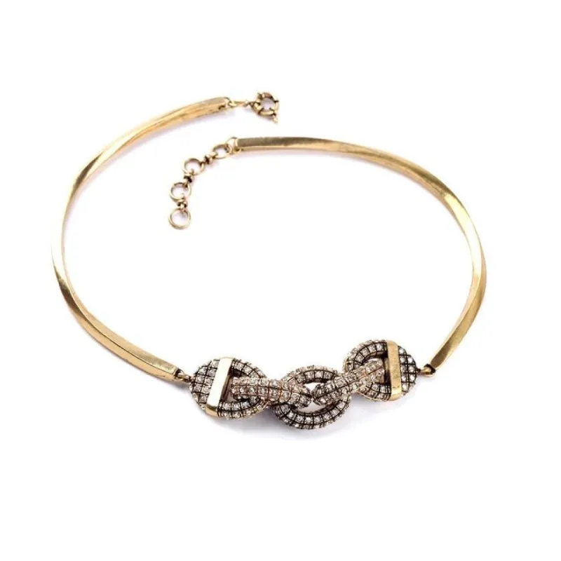 Goldtone Crystal Pave Chain Link Choker Necklace - White sold by Zulily
