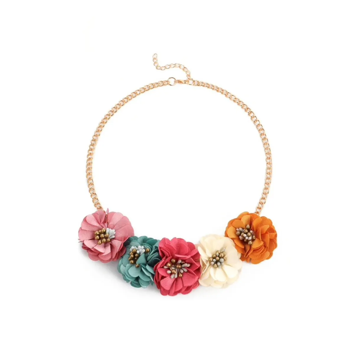 Goldtone Multi Colored Flower Necklace - White sold by Zulily