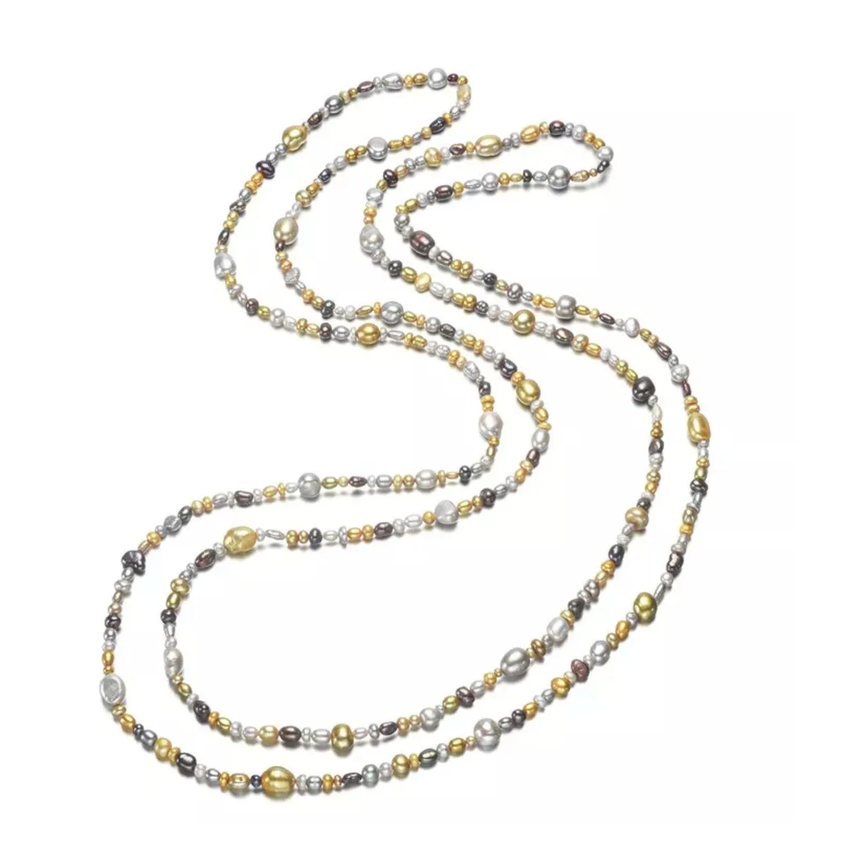 Multi Colored Long Freshwater Pearl Strand Necklace - White sold by Zulily