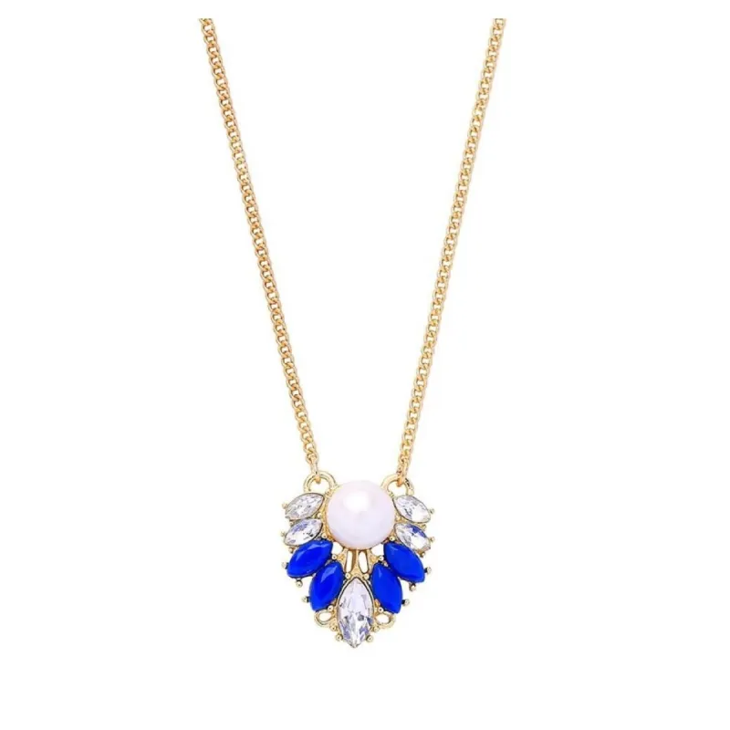 Blue Clear Crystal Marquis Pendant Necklace - White sold by Zulily