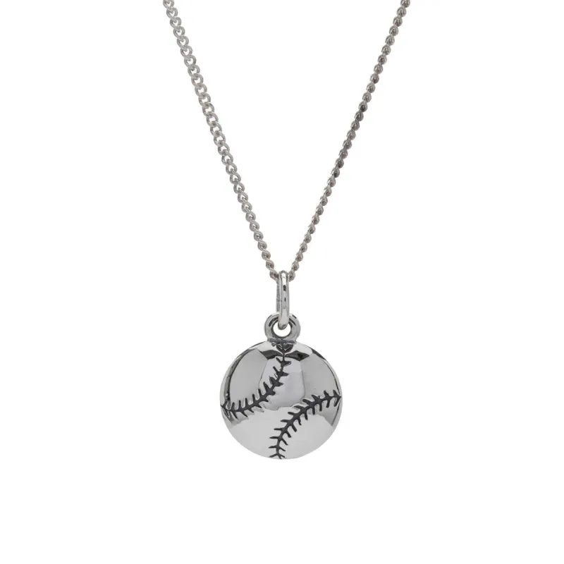 Sterling Silver Baseball Pendant Necklace - White sold by Zulily