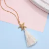 Goldtone Starfish And White Tassel Necklace sold by Zulily