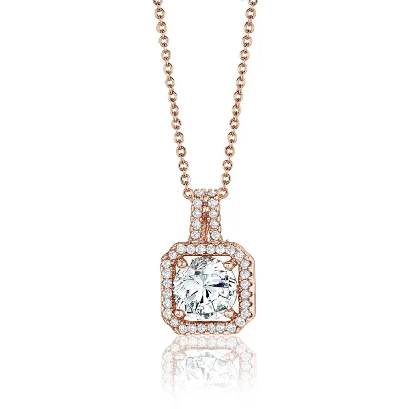 Rose Goldtone Swarovski Crystal Halo Pendant Necklace - White sold by Zulily