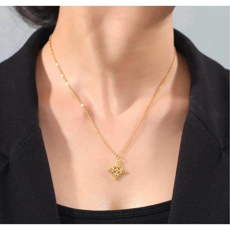 Goldtone Celtic Pendant Necklace - White sold by Zulily