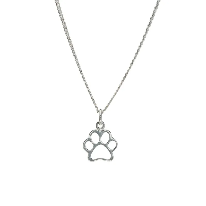 Sterling Silver Open Paw Print Pendant Necklace - White sold by Zulily