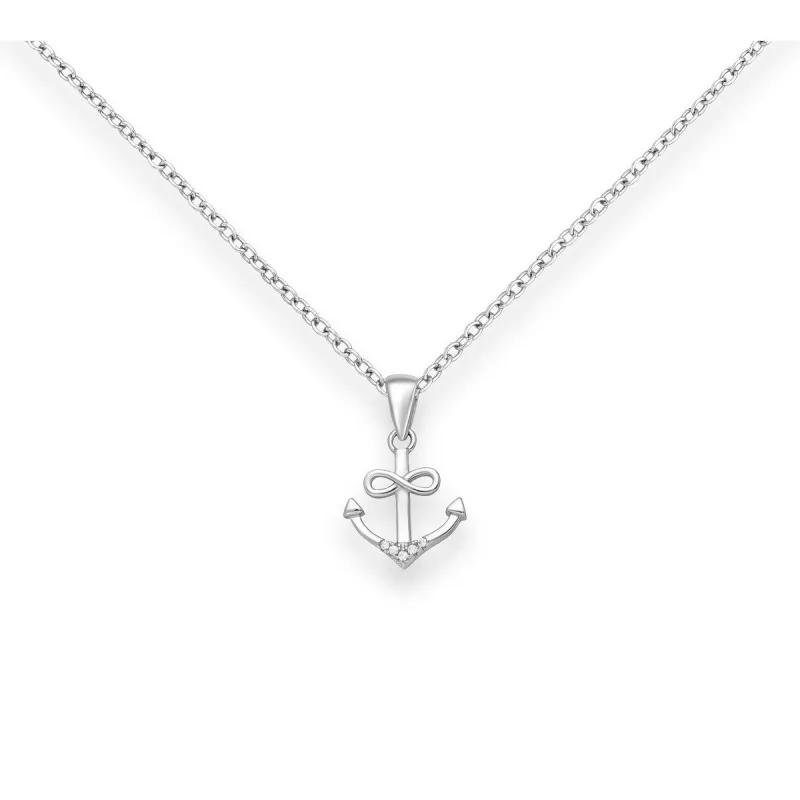 Cubic Zirconia & Sterling Silver Infinity Anchor Pendant Necklace - White sold by Zulily