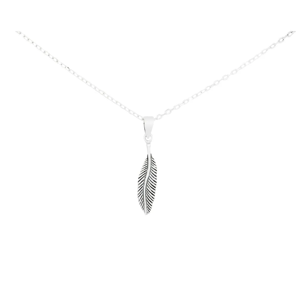 Sterling Silver Leaf Pendant Necklace - White sold by Zulily