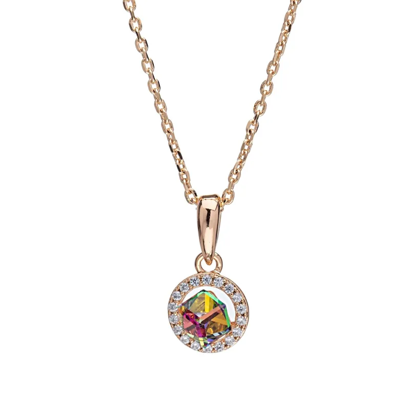 Goldtone Pave Swarovski Crystal Aurora Borealis Pendant Necklace - White sold by Zulily