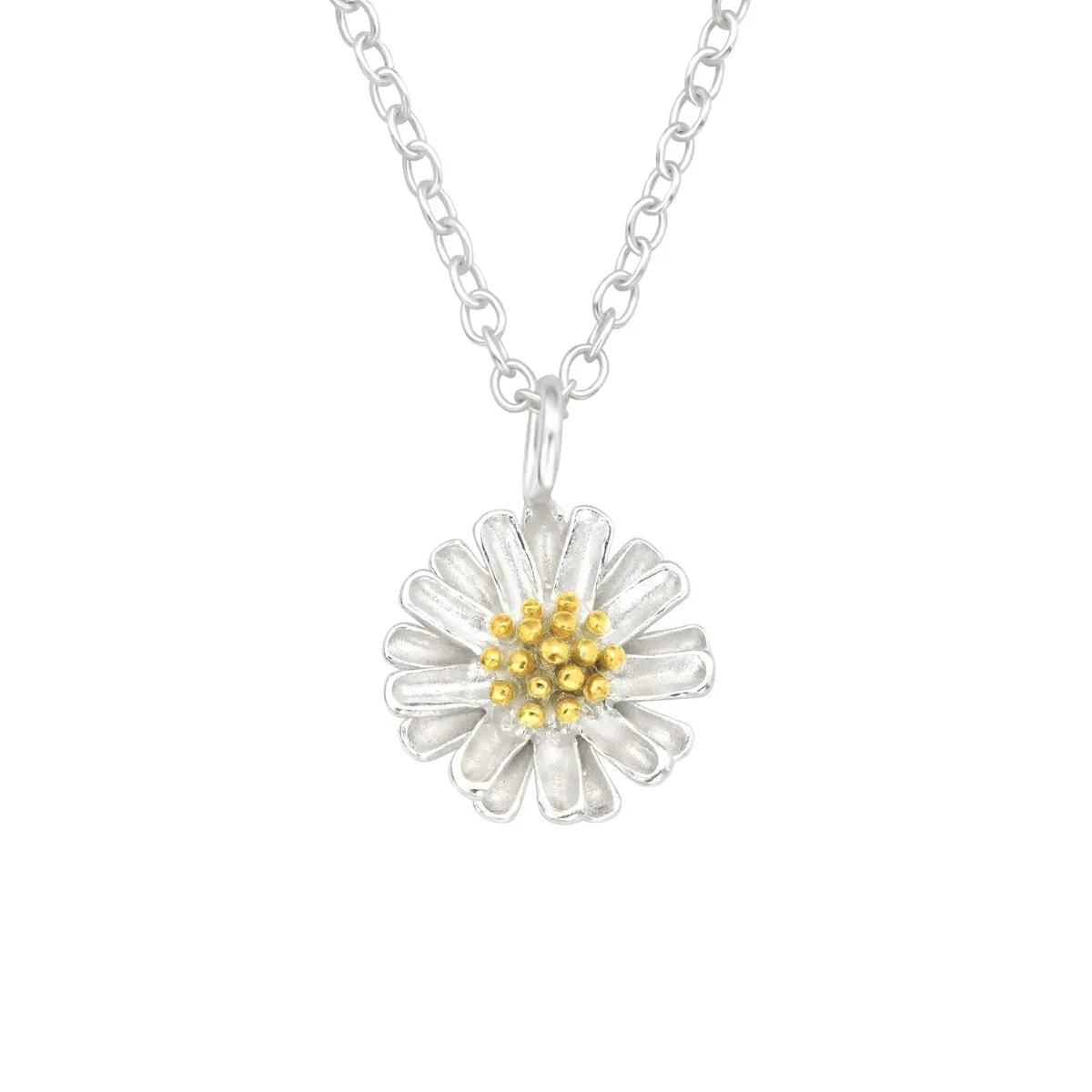 Sterling Silver Daisy Pendant Necklace - White sold by Zulily
