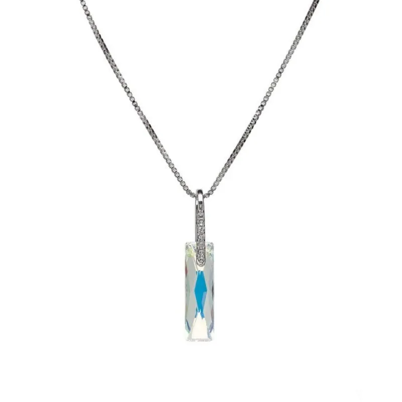 Aurora & Silvertone Pendant Necklace with Swarovski Crystals - White sold by Zulily
