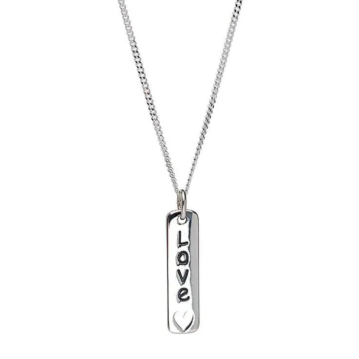 Sterling Silver Bar 'Love' Pendant Necklace - White sold by Zulily