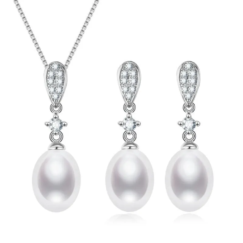 White Freshwater Pearl Cubic Zirconia Pave Teardrop Earrings And Necklace Set made by Zulily