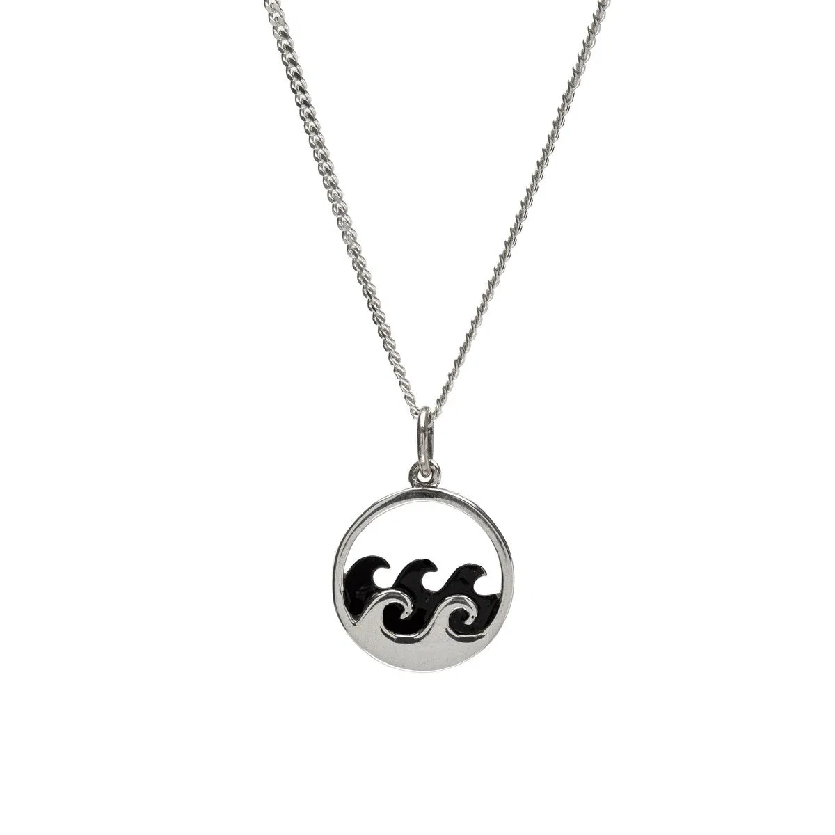 Black & Sterling Silver Circle Wave Pendant Necklace - White sold by Zulily