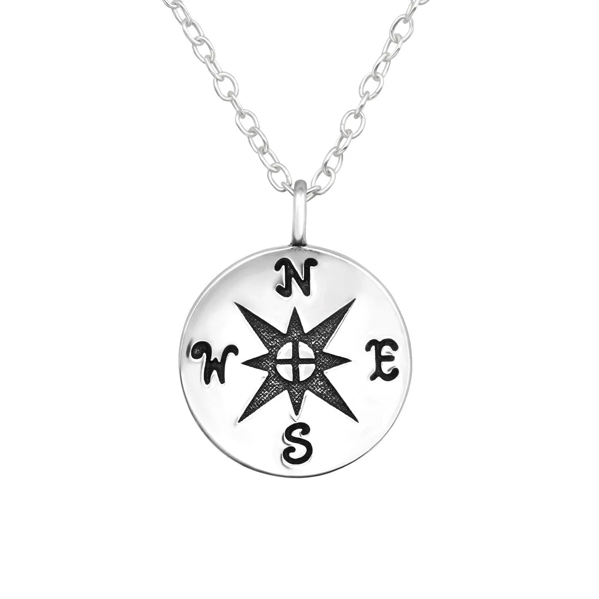 Sterling Silver Compass Pendant Necklace - White sold by Zulily