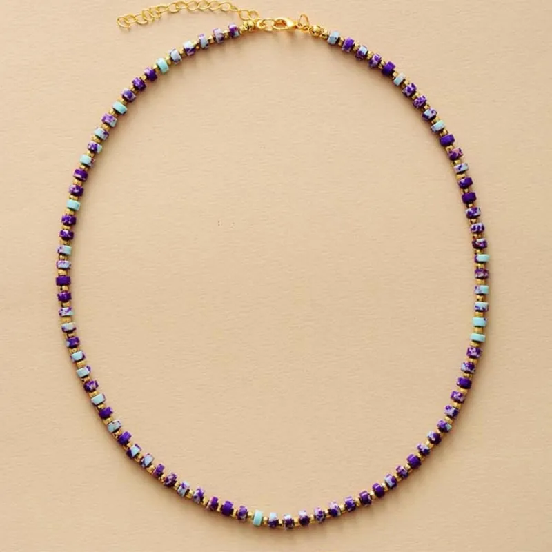 Purple Howlite & Goldtone Beaded Necklace - White sold by Zulily