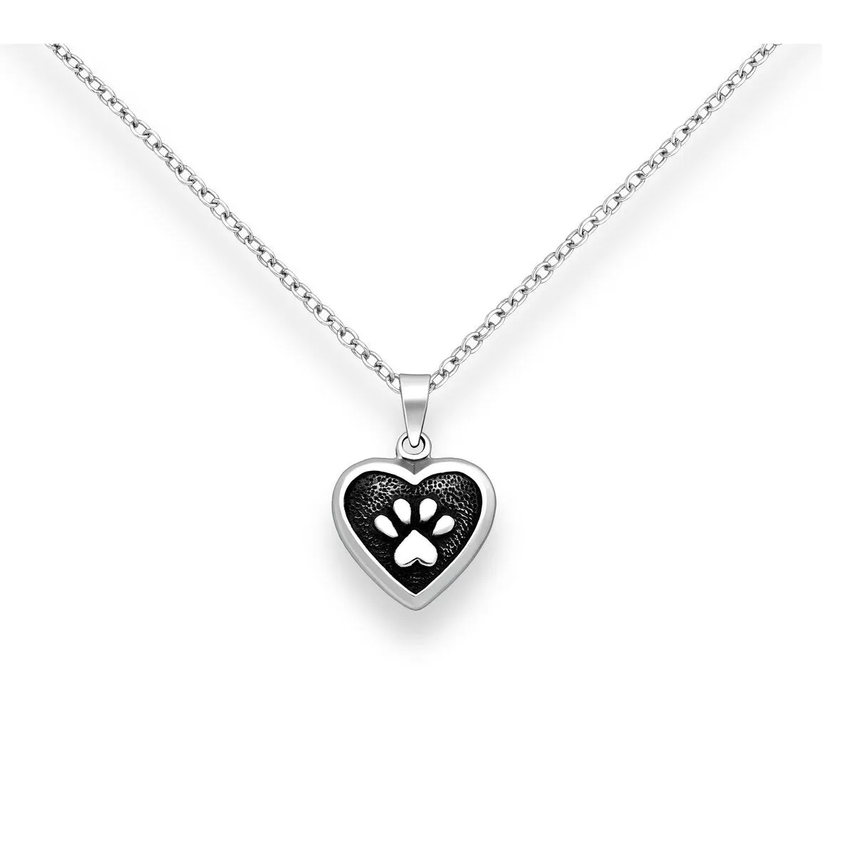 Sterling Silver Blacked Out Heart Paw Print Pendant Necklace sold by Zulily