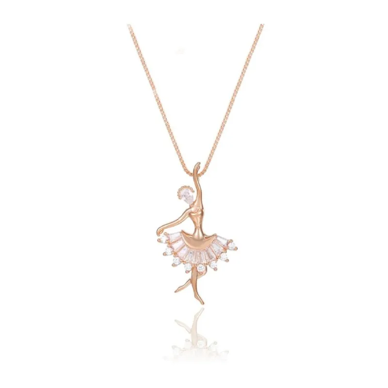 Rose Goldtone Cubic Zirconia Ballerina Pendant Necklace - White sold by Zulily