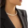 Graduated Imitation Pearl Choker Necklace - White sold by Zulily