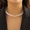 Graduated Imitation Pearl Choker Necklace - White sold by Zulily