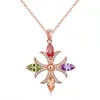 Rose Goldtone Multi Colored Cubic Zirconia Marquis Cross Pendant Necklace - White sold by Zulily