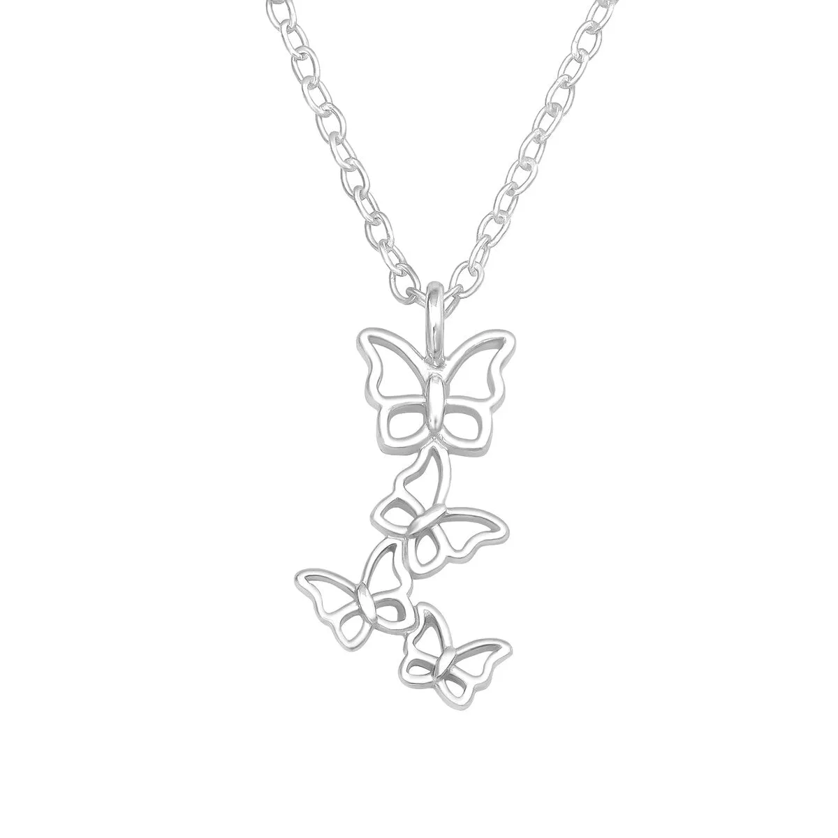 Sterling Silver Butterflies Pendant Necklace - White sold by Zulily