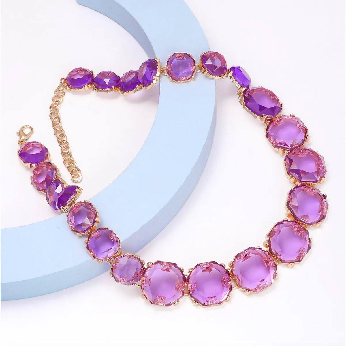 Goldtone & Crystal Circular Graduated Necklace - White sold by Zulily