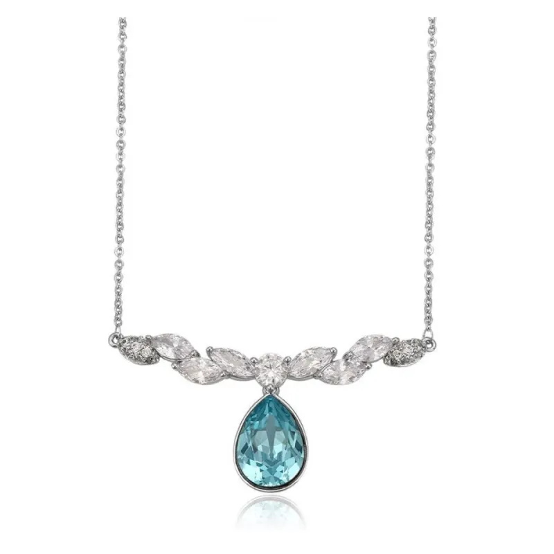Light Turquoise Teardrop Swarovski Crystal Marquis Necklace - White sold by Zulily