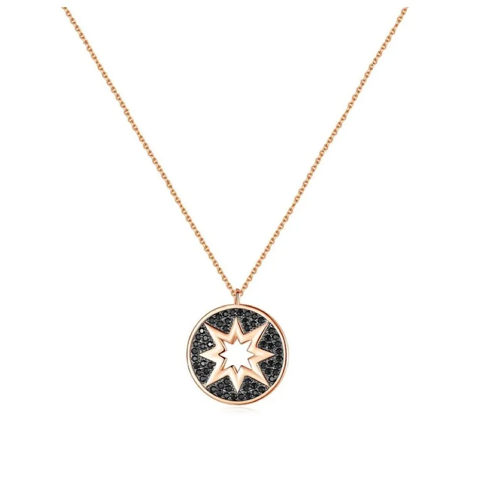 Rose Goldtone Black Cubic Zirconia Starburst Pendant Necklace - White sold by Zulily