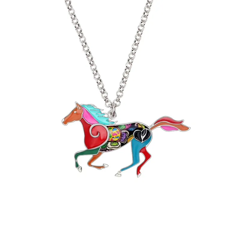 Multi Colored Enamel Horse Pendant Necklace - White sold by Zulily