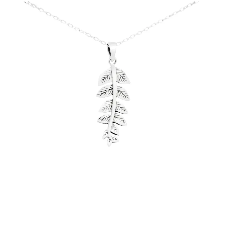 Sterling Silver Leaf Vine Pendant Necklace - White sold by Zulily