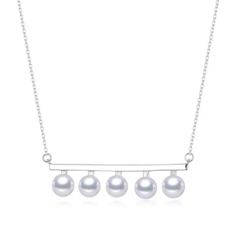 Sterling Silver Bar & White Freshwater Pearl Necklace sold by Zulily